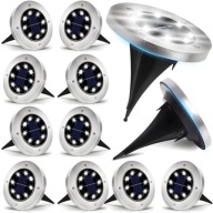 Lampki Solarne Do Ogrodowe Lampki LED Dyski Gruntowe Wbijane 12 szt.