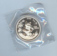 CHINY - 10 Yuan - PANDA - 1996 - UNC - Srebro 999 - Orginalna folia