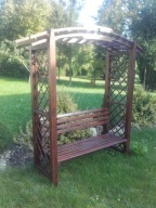 Pergola z łukiem i ławką dębowa masywna radrew