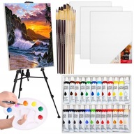 Zestaw malarski ze sztalugą – farby płótna i pędzle dla dzieci do malowania