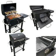 GRILL WĘGLOWY OGRODOWY ŻELIWNY RUSZT 113,5X107CM TERMOMETR POPIELNIK
