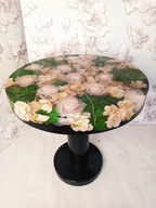 Stół z efektem WOW wykonany z kwiatów/ żywicy epoksydowej, stół designerski