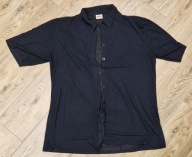 Luźna czarna przewiewna koszula z kołnierzykiem xxxl