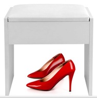 TABORET DO TOALETKI BIAŁY STYLOWY PUFA KRZESŁO SIEDZISKO ELEGANCKI