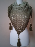 Chusta ręcznie robiona na szydełku, szer. 165cm x wys. 80cm,wełna, K2