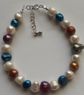 Bransoletka - słodkowodne, kolorowe perły, srebro925