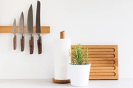 Magnetyczna listwa na noże bambus 40cm x6,5cm + 15 naklejek na ścianę AMAZY