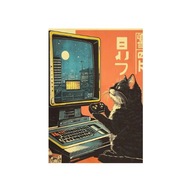 „Kotek Gracz” – Dekoracyjny Plakat z Kotem i Konsolą