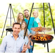 PALENISKO TRÓJNÓG GRILL RUSZT OGNISKOWY OGRODOWY WISZĄCY DUŻY 50CM OGNISKO