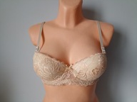 Śliczny biustonosz koronkowy beżowy z fiszbiną r.S