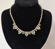 Kolia vintage kryształki strass AB biżuteria wieczorowa Czechy Jablonex