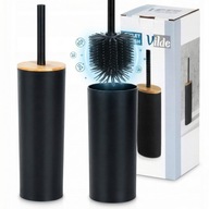 SZCZOTKA WC TOALETOWA SILIKONOWA CZARNA BAMBUS STOJĄCA MODERN LOFT ELEGANT