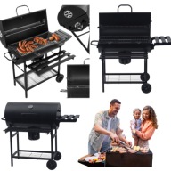 GRILL WĘGLOWY OGRODOWY RUSZT Z POKRYWĄ TERMOMETREM REGULOWANY DUŻY NA TARAS