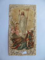 JEZUS ZMARTWYCHWSTAŁ WIELKANOC przedwojenny ŚW. OBRAZEK KORONKA