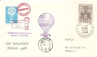 POCZTA BALONOWA -koperta ozdobna - PRAGA -obieg 1968 rok stemple nalepka