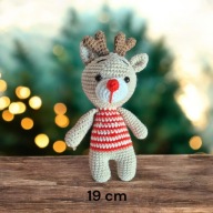 Renifer maskotka szydełkowa 19 cm prezent mikołaj handmade gwiazdka
