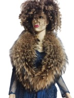 bardzo duży piękny KOŁNIERZ FUTRO NATURALNE JENOTA lisa