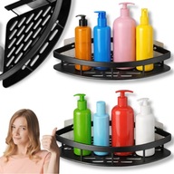 PÓŁKI ŁAZIENKOWE 2SZTUKI BEZ WIERCENIA WISZĄCE NAROŻNE SAMOPRZYLEPNE CZARNE