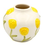WAZON CERAMICZNY BIAŁY, ŻÓŁTE TULIPANY
