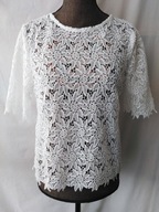 Bluzka biała koronkowa z krótkimi rękawami - S