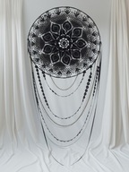 Łapacz snów. Czarny z ozdobnymi koralikami I koronką.