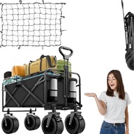 Składany Wózek Turystyczny Ogrodowy Transportowy Koła Terenowe 120l +Siatka