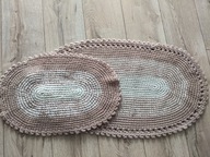 Dywan dywany komplet łazienkowy szydełkowe rękodzieło beż Hand Made 2szt