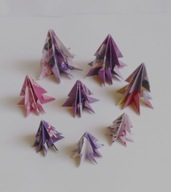 Zestaw choinek z papieru fioletowy las