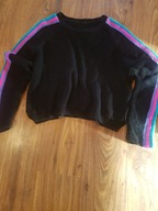 Piękny czarny lampasy sweterek40/ 42 lużny