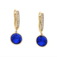 62311 Kolczyki 18K pozłacane 27/10 SAPPHIRE CRYSTAL Swarovski