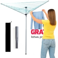 SUSZARKA OGRODOWA pranie bieliznę PROMIS 40m 182cm KOTWA+POKROWIEC