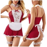 Strój Pokojówka r. S czerwony niegrzeczna pokojówka czerwona