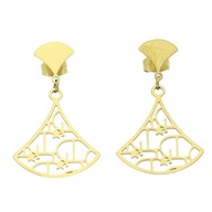 84659 Kolczyki złota stal chirurgiczna 316L ażurowe wachlarze