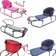 SANKI METALOWO DREWNIANE Z OPARCIEM MATERACEM WYTRZYMAŁE Z PASEM I SZNUREM