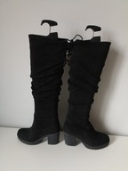 Śliczne modne obuwie damskie kozaki wysokie 37 czarne