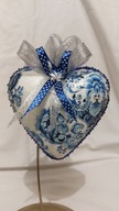 Bombka serce ręcznie zdobione 10 CM decoupage SX2