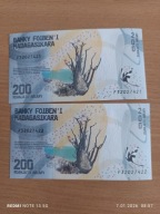 Banknoty 200 Ariary Madagaskar dwa kolejne numery