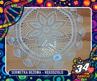 Serwetka beżowa, okrągła - rękodzieło