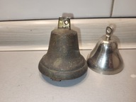 STARY ŁADNY MOSIĘŻNY DZWONEK I STALOWY NIKLOWANY