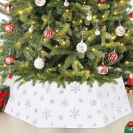 Osłona pod Choinke Osłona Stojaka Biała Śnieżynki 80 cm Dywanik pod Choinkę