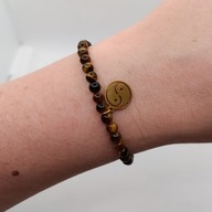 Bransoletka Tygrysie oko z zawieszką Yin Yang ręcznie robiona hand made