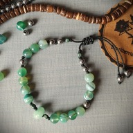 Marigold bransoletka kamienie naturalne agat zielony jadeit hematyt