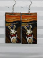 Kolczyki Krzyk Rabbit decoupage grafika obraz królik Edvard Munch Handmade