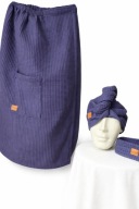 Zestaw Pareo Ręcznik do sauny+Turban+opaska|Tkanina wafelkowa|szybkoschnące