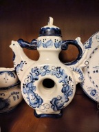 Gżel Gzhel Dzbanek porcelanowy malowany kobaltem do nalewek i in. ZSRR