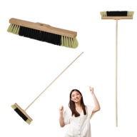 SZCZOTKA GOSPODARCZA MIOTŁA DREWNIANA Z TRZONKIEM SOLIDNA DO OGRODU I DOMU