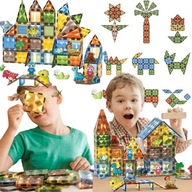 KLOCKI MAGNETYCZNE DIAMENTOWE DINOZAURY 90 EL ZESTAW KONSTRUKCYJNY DLA