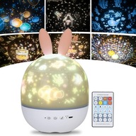 Projektor gwiaździstego nieba 360° pilot i timer LED lampka nocna królik