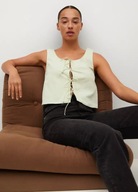 M A N G O top kokardy wiązany zielony kokardki coquette gorsetowy khaki y2k