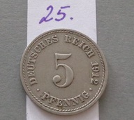 5 PFENNIG 1912 roku , literka A , NIEMCY CESARSTWO